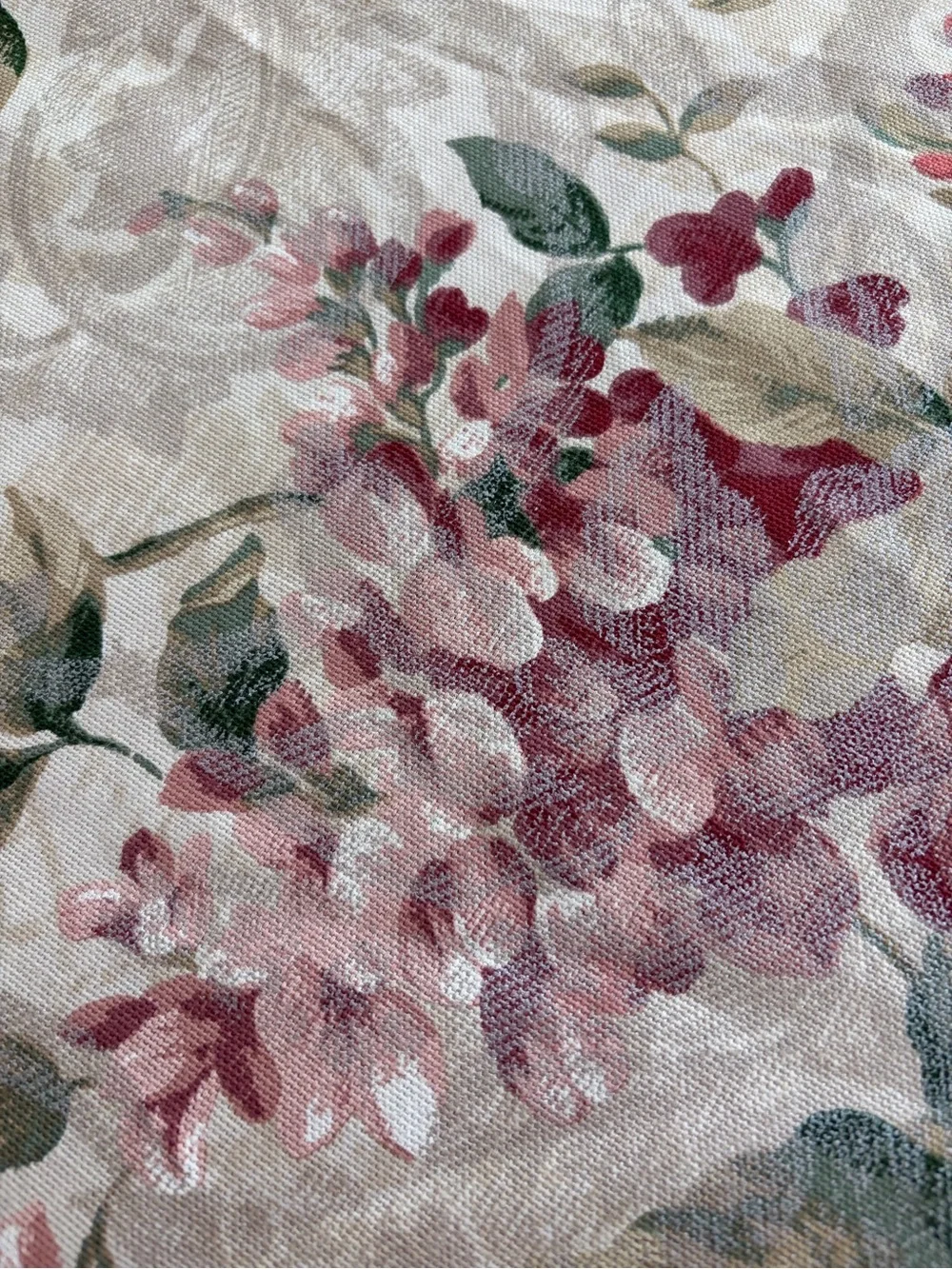 Floral Jacquard Round Tablecloth in Cream, Green and Pink